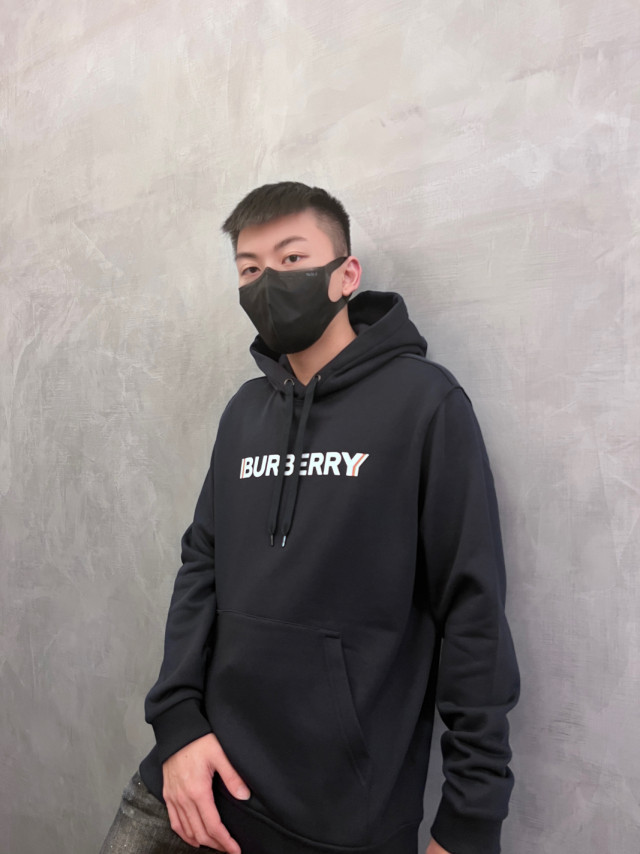 Burberry  印花文字帽T(藍)