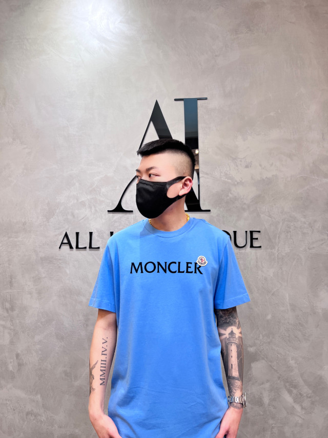 Moncler 植絨文字短袖(寶寶藍)