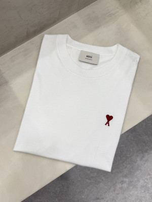 Ami 白色小愛心刺繡短T
