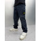 STONE ISLAND石頭島海軍藍徽章直筒長褲