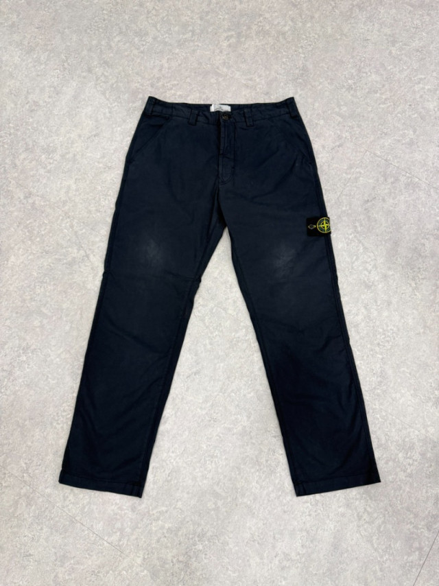 STONE ISLAND石頭島海軍藍徽章直筒長褲