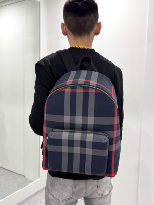 BURBERRY 藍色格紋後背包 80840571