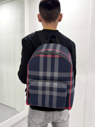 BURBERRY 藍色格紋後背包 80840571
