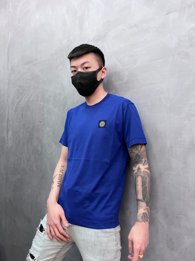 Stone island 刺繡Logo短袖(藍)